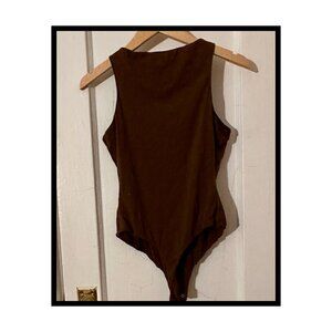SKIMS High Neck Sleeveless Bodysuit Dark Brown In Size 2XL